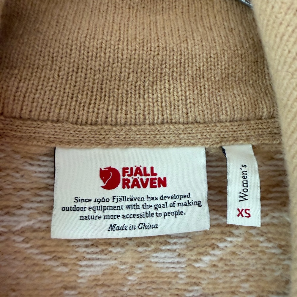 Fjallraven Snow Cardigan W in Dune Beige Yellow Size XS Wool Full Zip - Picture 9 of 16
